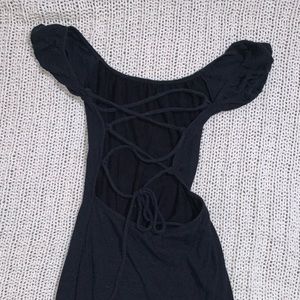 Black Fitted Open Back Dress